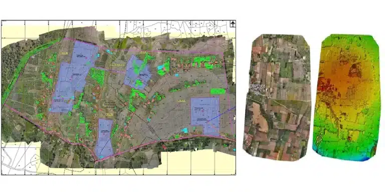 Sky Scan Surveys | TEST1 Topographic Survey Drone image with CAD overlay of undeveloped land