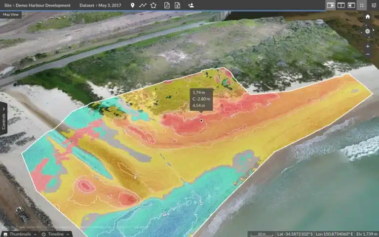 Sky Scan Surveys | TEST1 Topographic Survey Drone image with CAD overlay of coastal area